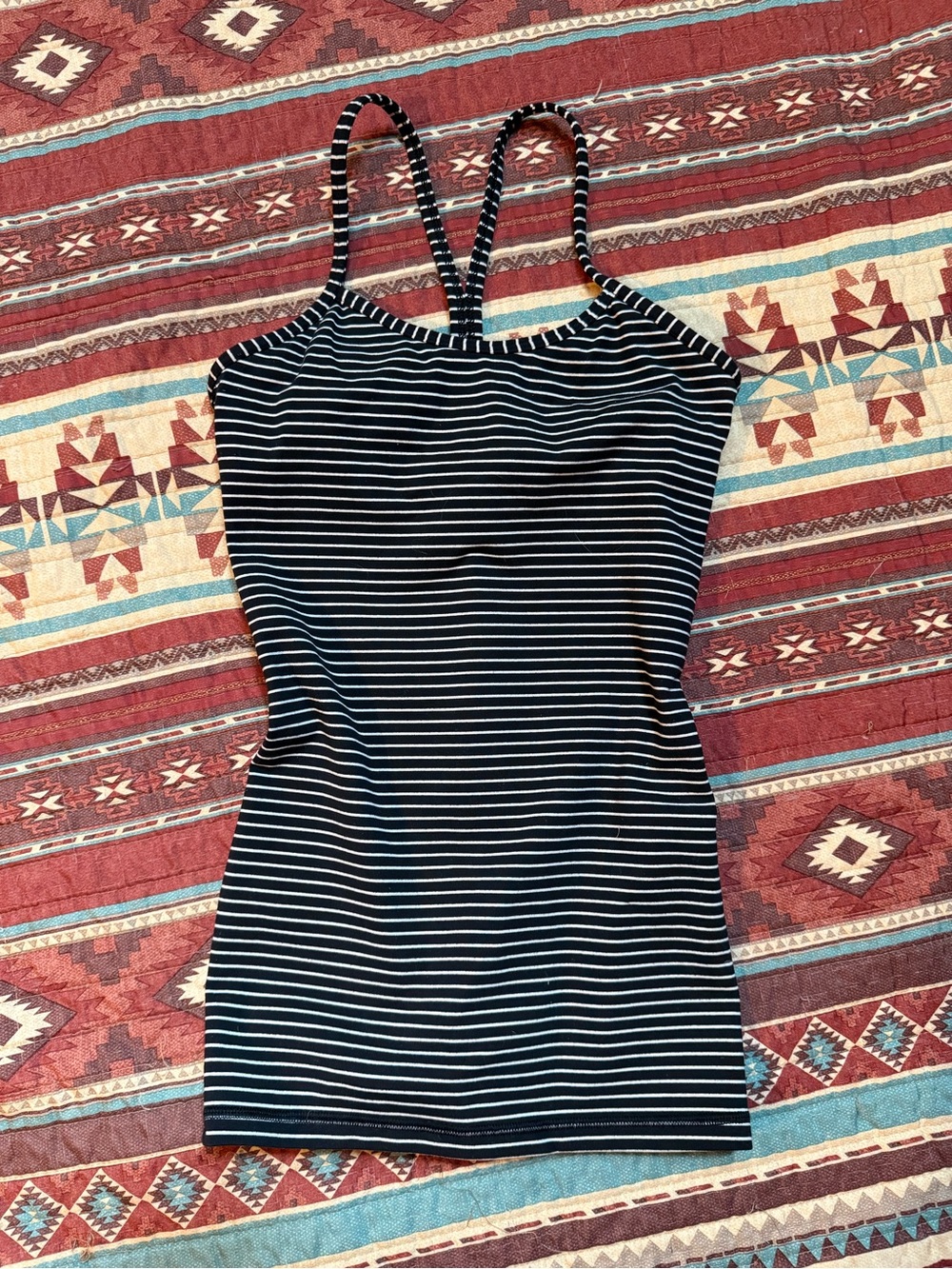 Lululemon Black and White Striped Spaghetti Strap Tank size 2